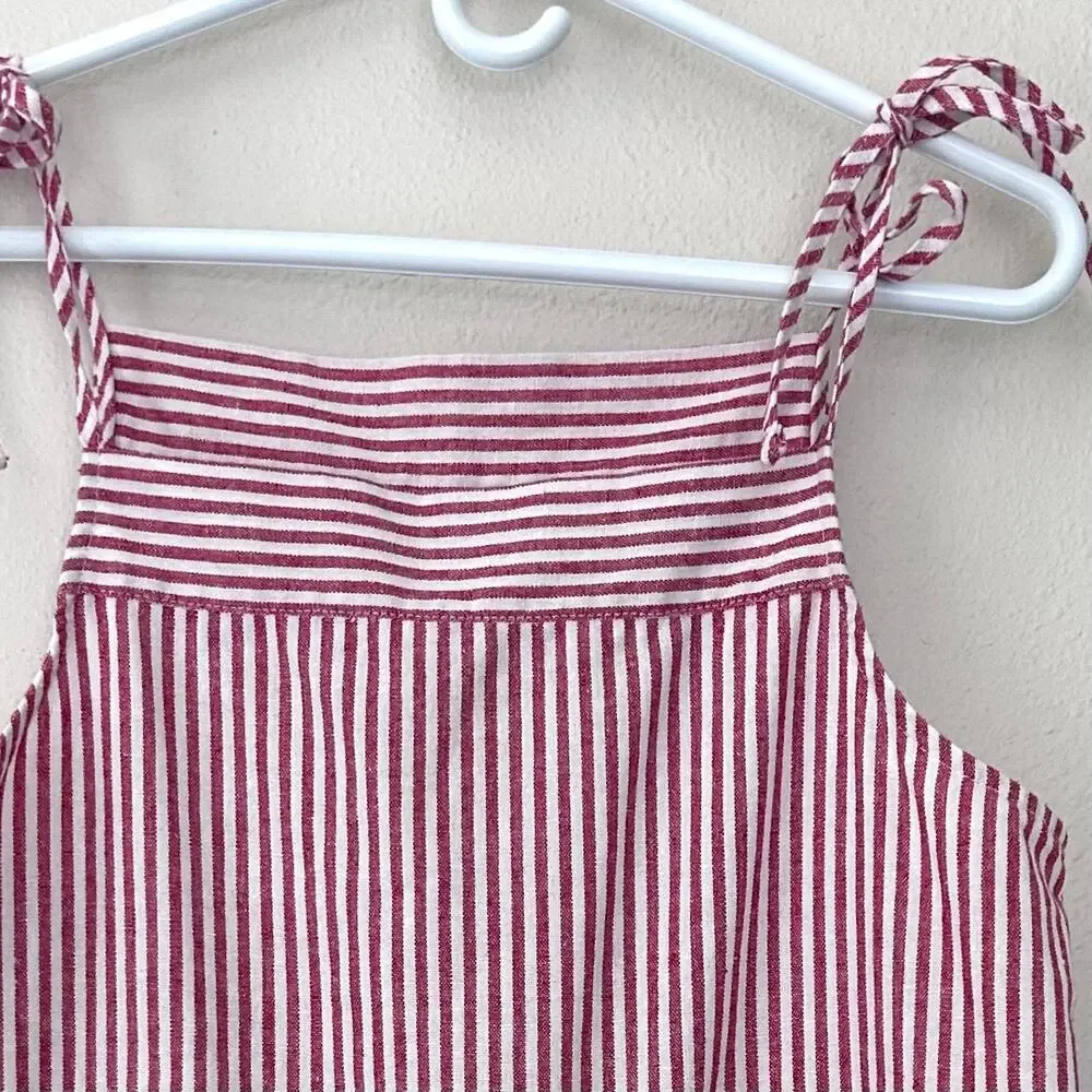 Striped Tie-Shoulder Jumpsuit in Pink